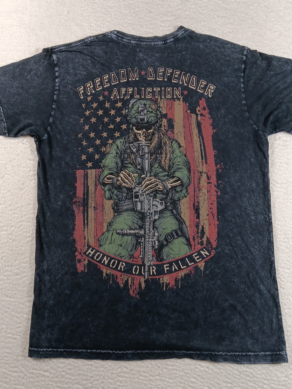 Affliction Shirt Mens Large Black Freedom Defender Honor Our Fallen Military